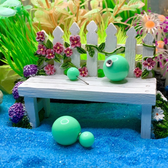 Minty Green Candy Double Stud Earrings - Picture 7 of 7